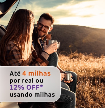 Alugue um carro com a Localiza e junte até 4 milhas por real ou garanta 12% OFF usando milhas (Apenas Assinantes Clube Smiles, Diamante e/ou Magno).